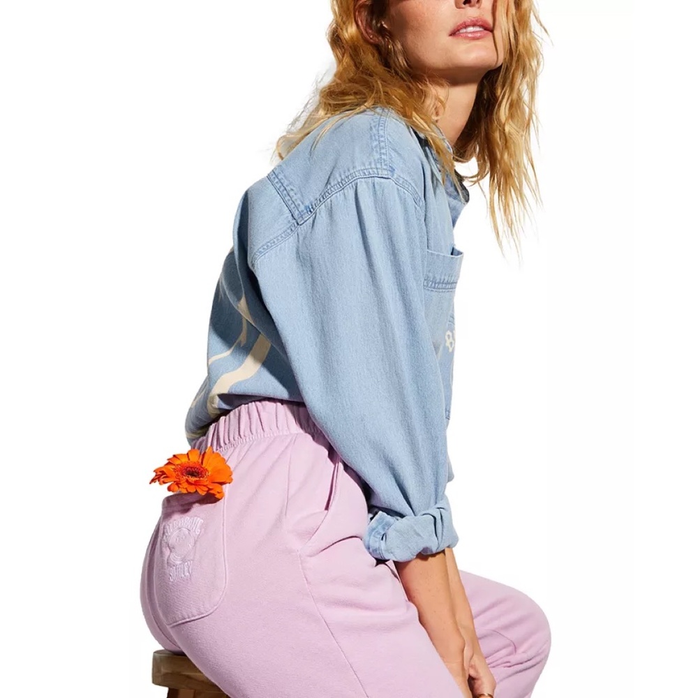 Billabong x Smiley Organic Cotton Sweatpants with Yellow Flowers